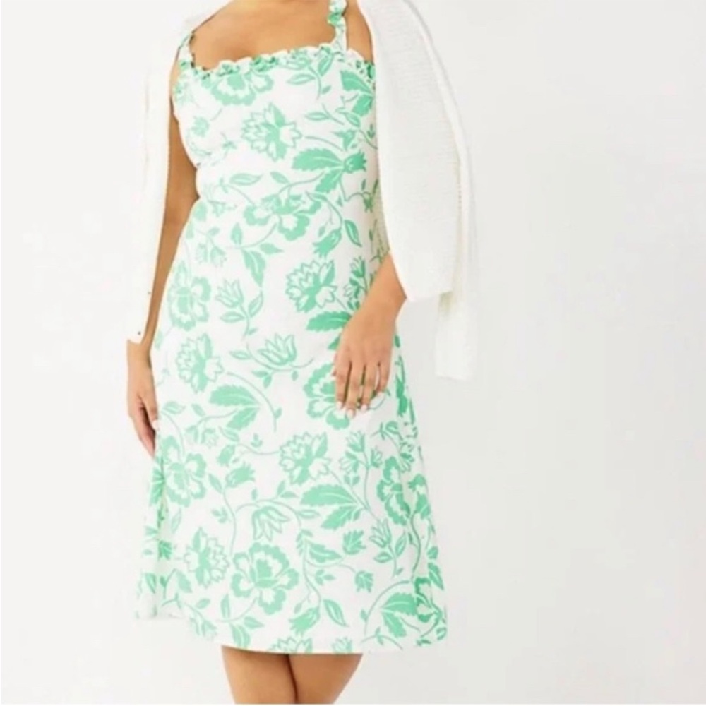 Draper James green and white floral tank dress- spring summer - size 2